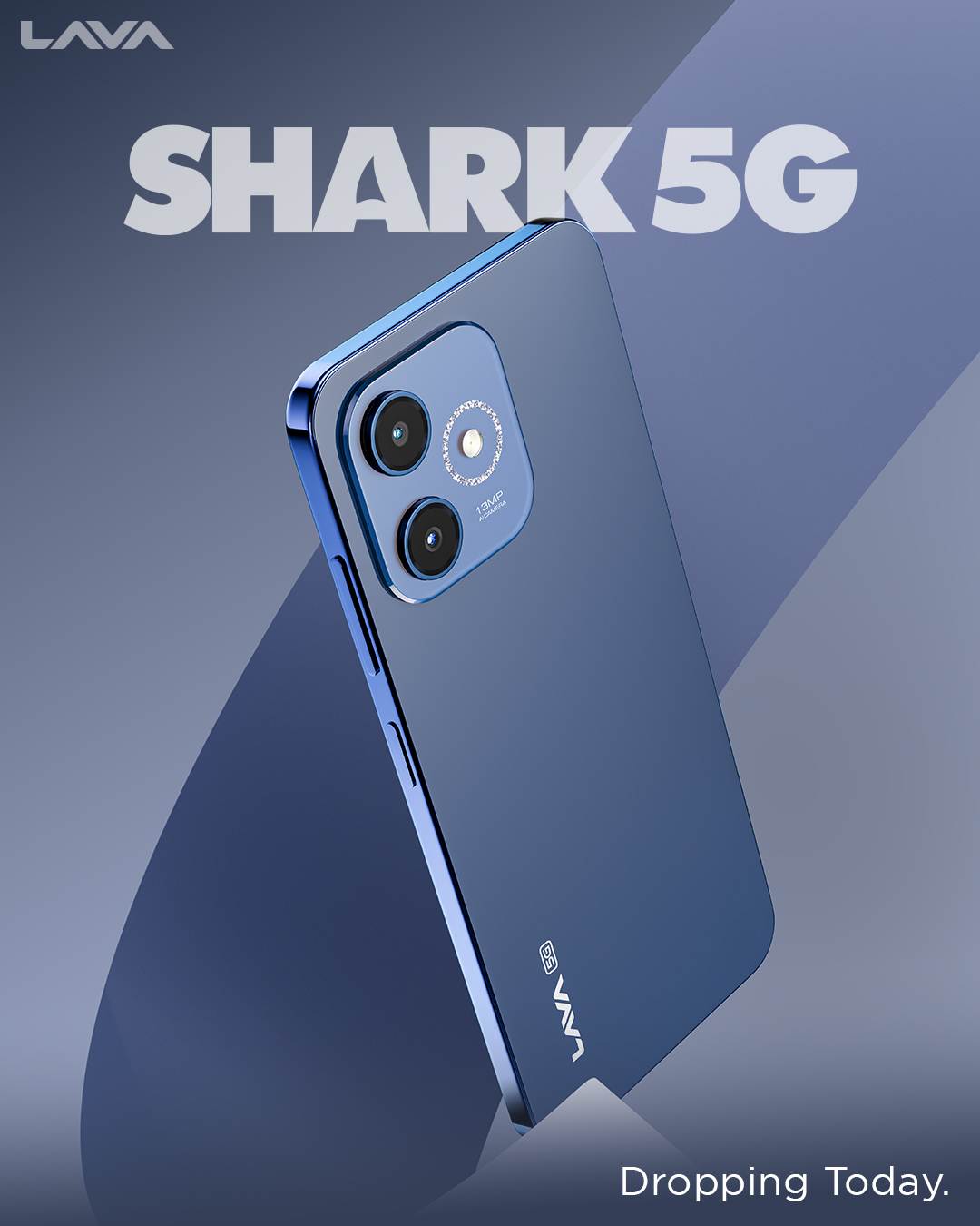 Lava Shark 5G smartphone with Android 15, 90Hz display and IP54 design in Stellar Gold color