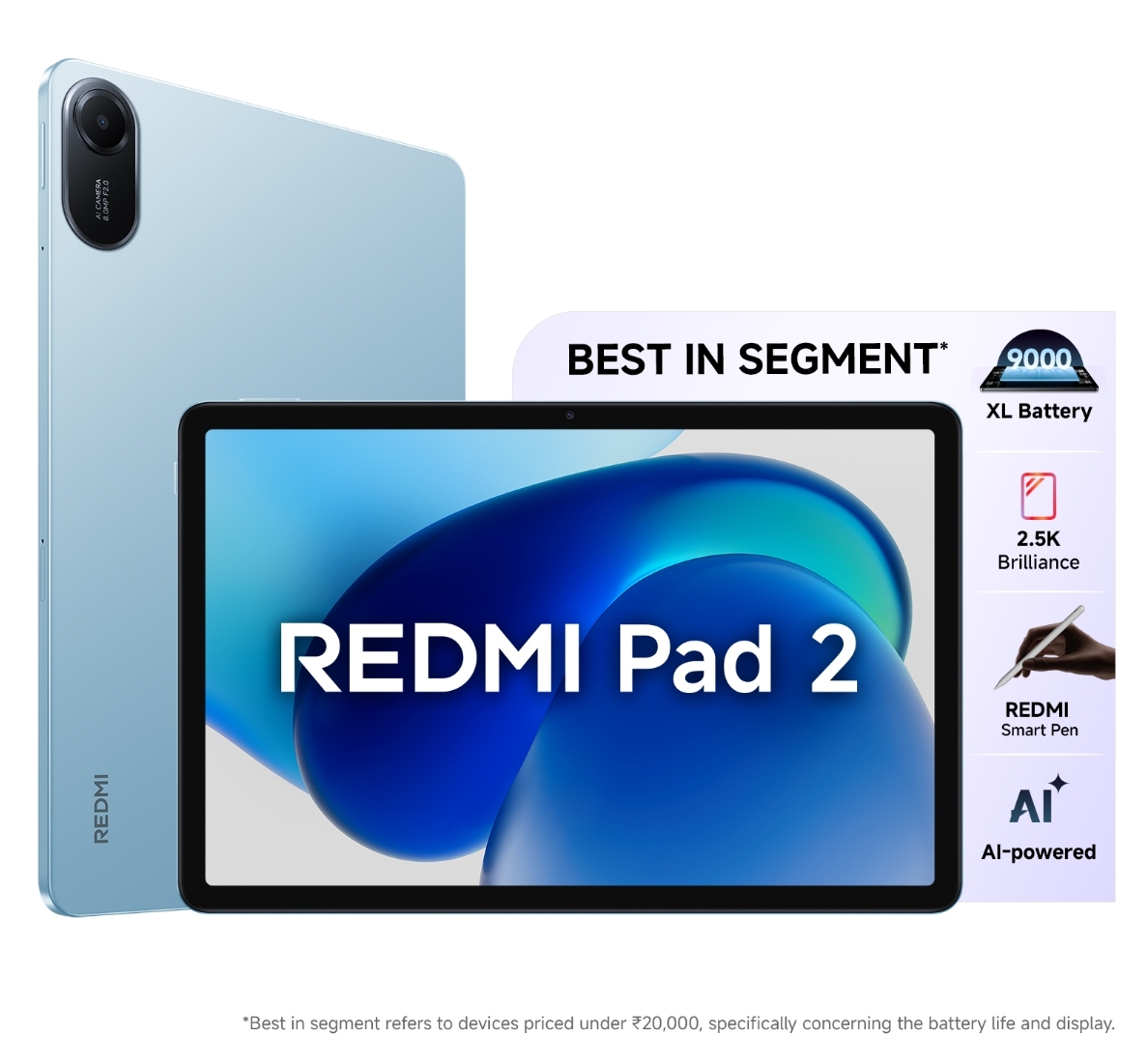 Redmi Pad 2 tablet with 11-inch 2.5K display, quad speakers, and 9000mAh battery
