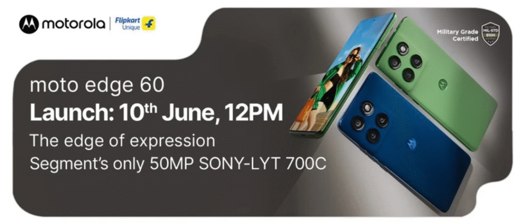 Motorola Edge 60 smartphone launching in India with Dimensity 7400, 5500mAh battery and Pantone colors